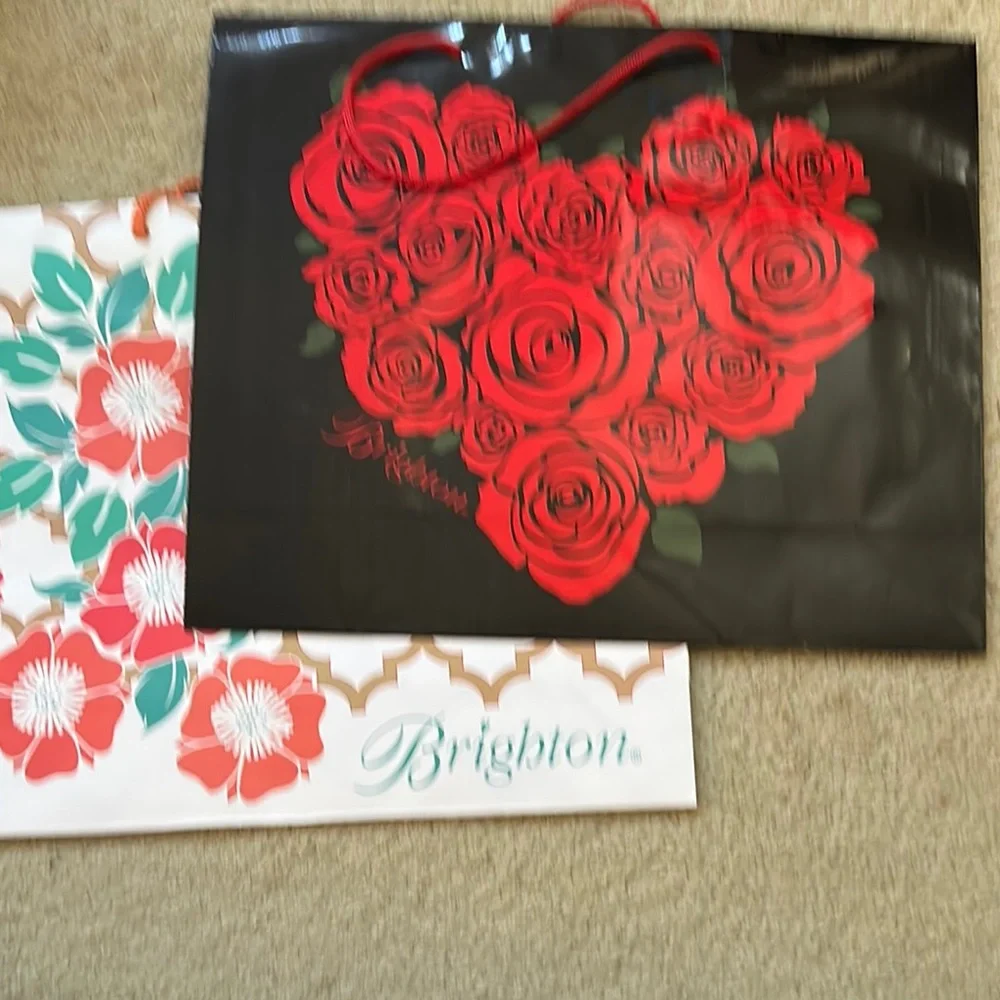2 large Brighton Black and Red Rose Gift Bag